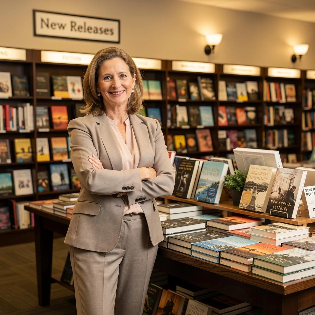A welcoming storefront of the local bookstore, inviting customers inside.